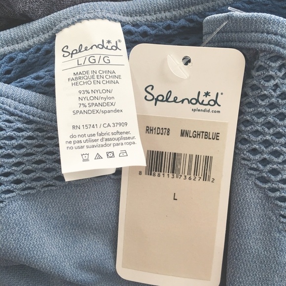 SPLENDID Blue Crop Top Fitness Activewear Yoga Mesh Venting Compression - Picture 9 of 13